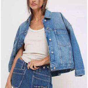Free People We The Free Opal Swing Denim Jacket Cowboy Romance Size XS